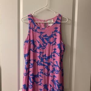 Sam edelman asymmetrical floral pink and blue sleeveless cocktail formal dress